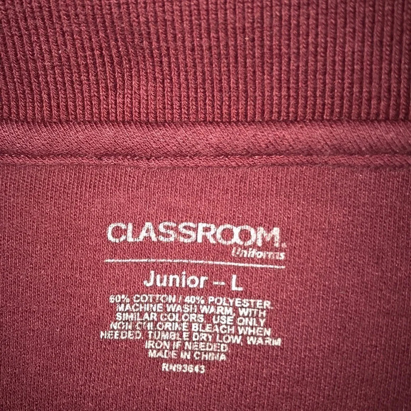 𝅺Classroom polo top Burgundy short sleeve button collar size L - Picture 3 of 4
